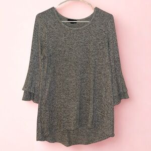 Alyx | Ruffle Bell Sleeve Sweater Top | Soft Gray | Size S